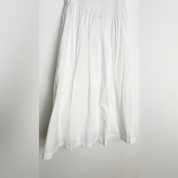 WEWOREWHAT Drop Waist Maxi Skirt White Cotton Poplin Smocked Back Size Small NWT - Picture 10 of 14